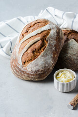 Loaves of sourdough bread