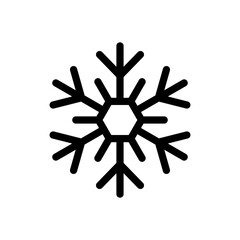 Snowflake icon. Black outline linear silhouette. Editable strokes. Front view. Vector simple flat graphic illustration. Isolated object on white background. Isolate.