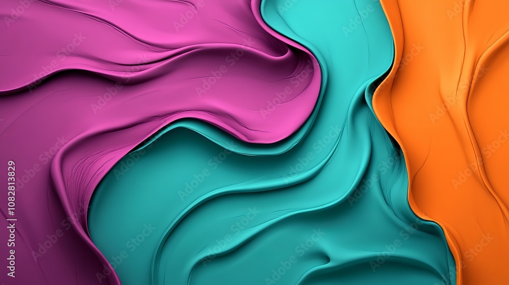 Poster abstract background with vibrant colors. the teal, orange and pink swirl around the edges of the ima