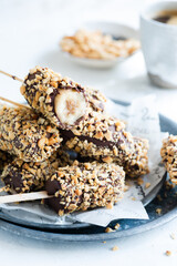 Bananas dipped in chocolate