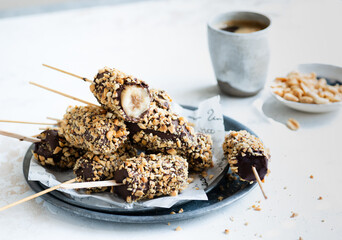 Bananas dipped in chocolate