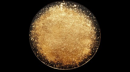 Discover the Stunning Visual of a Gold Glitter Circle Framed by Shimmering Sparkles and Light on a Dark Background, Evoking a Sense of Joy and Celebration for Special Occasions