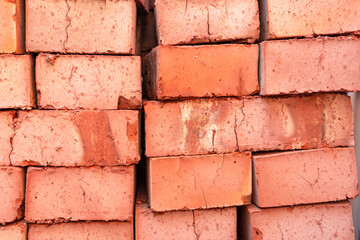 pile of red bricks neatly stacked, pattern, background, abstract background