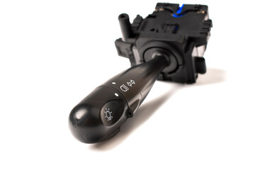 Close-up. Switches the direction indicator switch lever, also turns on the lighting, selective...