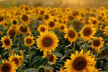 Fototapeta premium A field of sunflowers in full bloom.