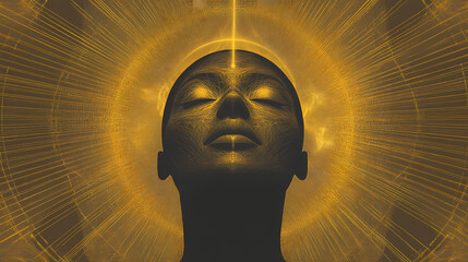 Divine feminine archetype radiating sacred geometry cosmic background ethereal glow spiritual symbolism. Divine. Illustration