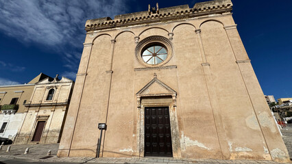 Facade of the Ancient Mother Church of San Lorenzo Martire of Massafra, Taranto, Puglia, Italy