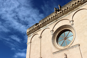 Facade of the Ancient Mother Church of San Lorenzo Martire of Massafra, Taranto, Puglia, Italy