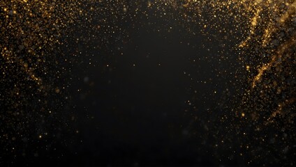Obraz premium Gold particles fall from the top, against a dark background.