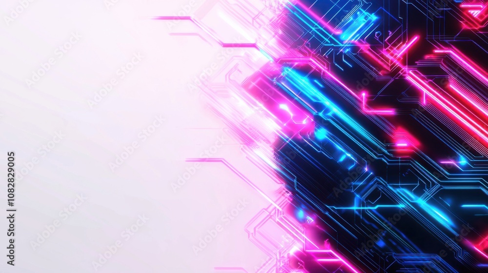 Poster a vibrant, digital abstract background featuring colorful neon lines and patterns, evoking a futuris