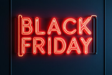 Obraz premium Neon Sign Displaying Black Friday Shopping Promotion
