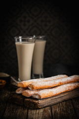 Fartons, typical sponge pastries of Valencia, Spain, made to be dipped in horchata or hot beverages like chocolate or coffee