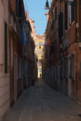 Venetian street with vibrant architecture