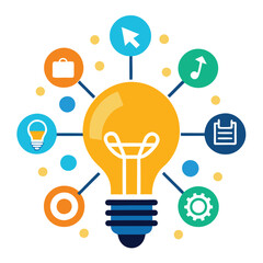 Creative Light Bulb Icon Design Representing Connectivity and Innovation