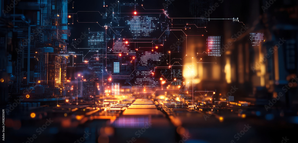 Aufkleber industry 4.0 smart factory technology with ai network and big data in digital manufacturing