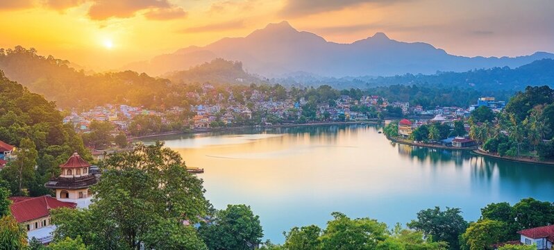 Sunset over a Mountain Lake