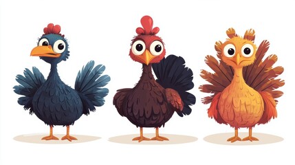 Fototapeta premium Cute cartoon character of turkey. Thanksgiving holiday celebration.