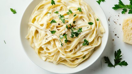 Creamy Fettuccine Pasta with Parsley and Pepper