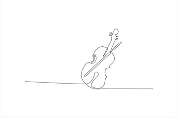 A minimalist line drawing of a cello with a bow, emphasizing musical artistry.