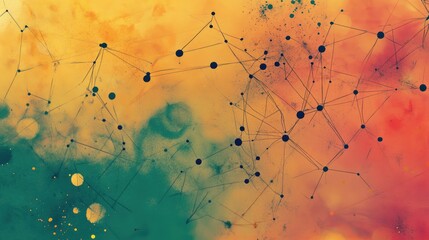 Network flat design top view theme information technology water color vivid 

