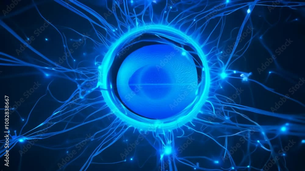 Poster exploring neuron networks in the human eye's blue structure generative ai