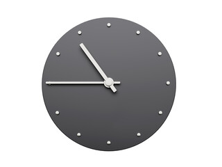 Simple clock gray ten forty five o'clock 10:45 or quarter to Eleven Modern Minimal Clock. 3D...