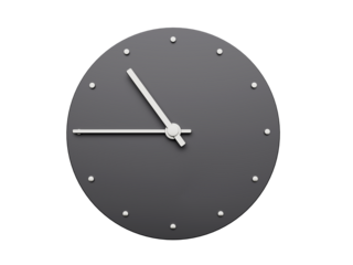 Simple clock gray ten forty five o'clock 10:45 or quarter to Eleven Modern Minimal Clock. 3D illustration
