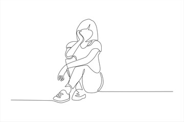 A minimalist line drawing of a seated figure, conveying contemplation or introspection.