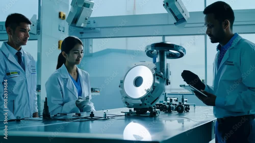Poster robotics engineers team up to program industrial robot arm generative ai