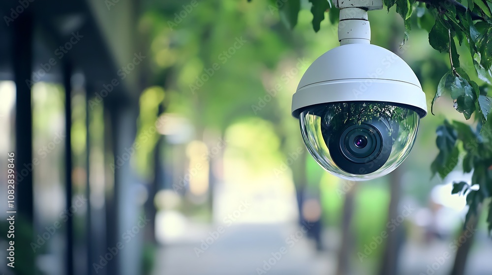Poster Modern Surveillance Camera Strategically Mounted For Optimal Monitoring : Generative AI