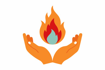 Hands Cupping a Small Flame Vector illustration 