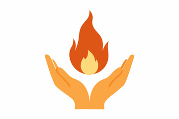 Hands Cupping a Small Flame Vector illustration 