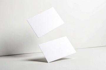 Minimalist, clean, floating cards symbolize branding, identity, design, marketing, and communication.