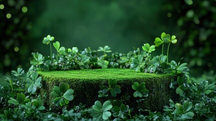 Moss and Shamrock Podium with Clovers