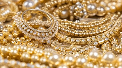 Intricate Display of Gold and Pearl Jewelry Beads