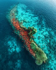 Vibrant coral reef teeming with life