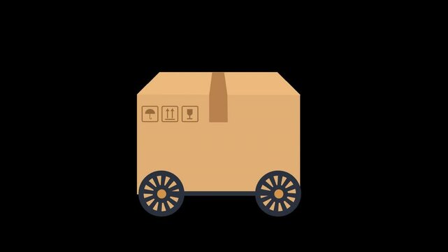 online shopping parcel cardboard box shipping transportation alpha channel animation