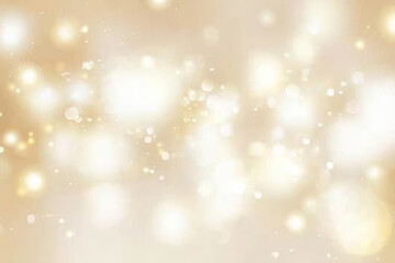 Bright bokeh lights create dreamy, soft focus background with warm golden hue, perfect for festive or celebratory themes