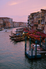 Fototapeta premium Sunset view of grand canal from Rialto bridge Venice