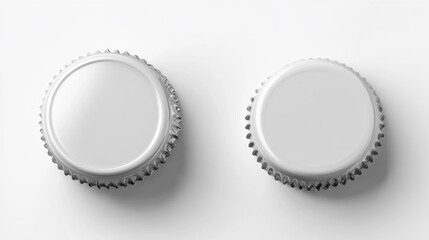 Plain bottle caps on a light surface, showcasing simplicity and texture in modern design, perfect for a minimalist aesthetic or packaging inspiration