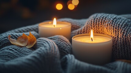 Quiet Moment with Flickering Candlelight Creating Cozy and Relaxing Aura : Generative AI