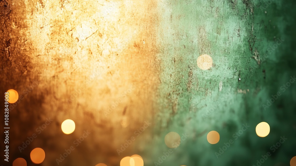 Poster a textured background with a warm, golden hue on the left side and a cool, green hue on the right. t