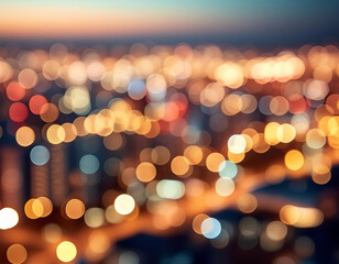 Abstract Bokeh of City Lights at Night with Warm and Cool Tones