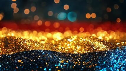 Germany flag with golden bokeh. Festive national background. German Unity Day, Independence Day Germany . Banner