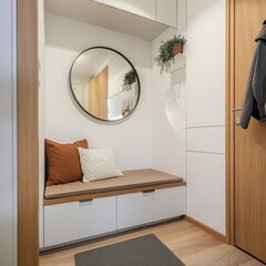 Bright Entryway with Clean Design and Storage Space