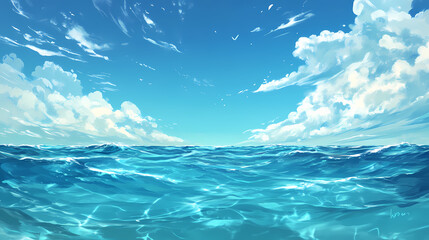 A serene blue water background, capturing the calm and tranquil essence of clear, still waters. Serene. Illustration
