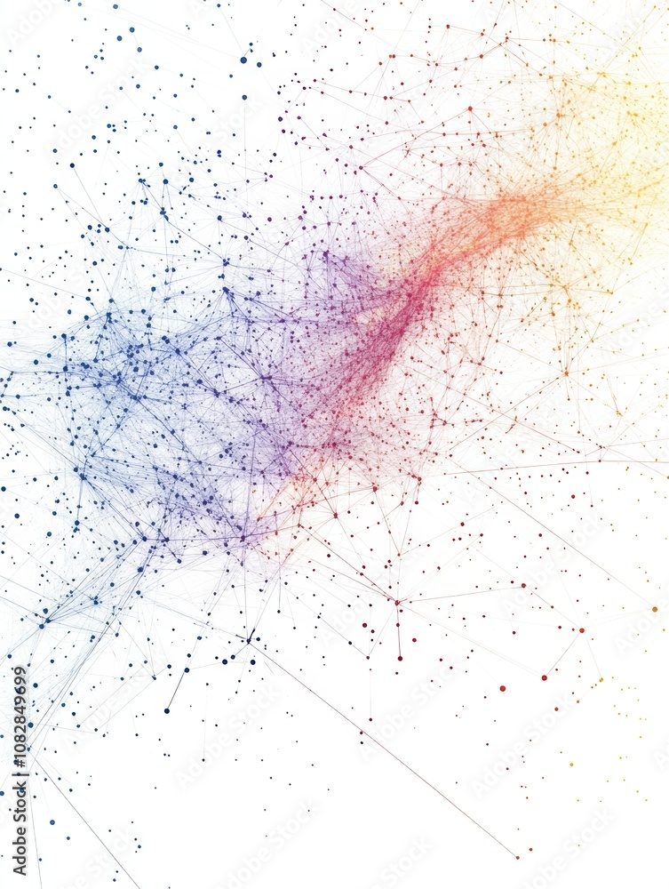 Poster a visual display features a data cloud surrounded by thin lines, signifying networks and digital con