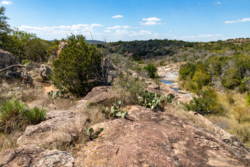 Trail around rocks and vegetation at Inks lake