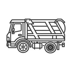 Naklejka premium Line Drawing of a Garbage Truck