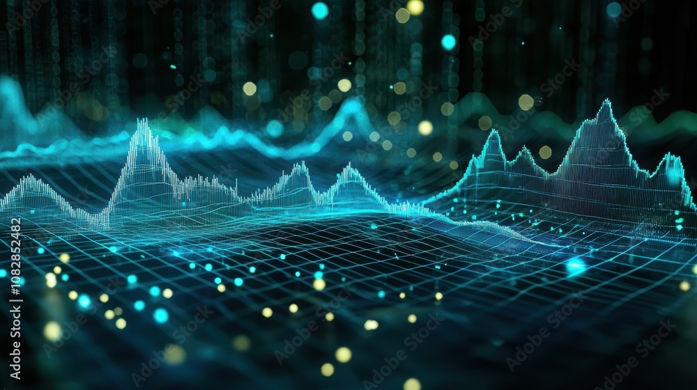 Poster 3d line graph depicting global digital transformation trends 2010-2024 for data analysis
